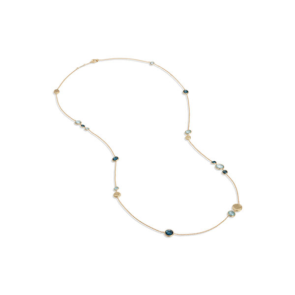 Jaipur Colour Yellow Gold and Blue Topaz Sautoir Necklace